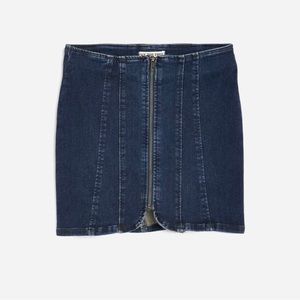 Free People Layla Denim Zip-Front Mini Skirt - Size 10